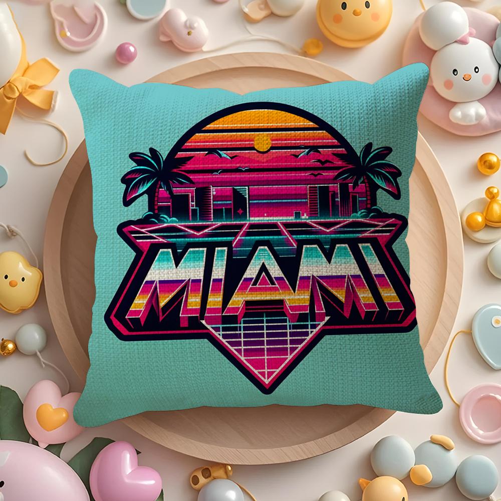Miami Vice Pillow Case Pattern Printed Pillowcase For Living Room Sofa Cushion Cover Bedroom Decor