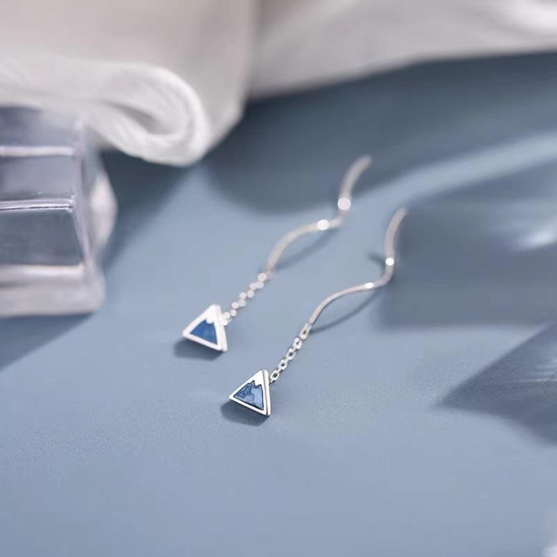 2024 Hot Summer Style: 925 Sterling Silver Snow Mountain Tassel Earrings for Women