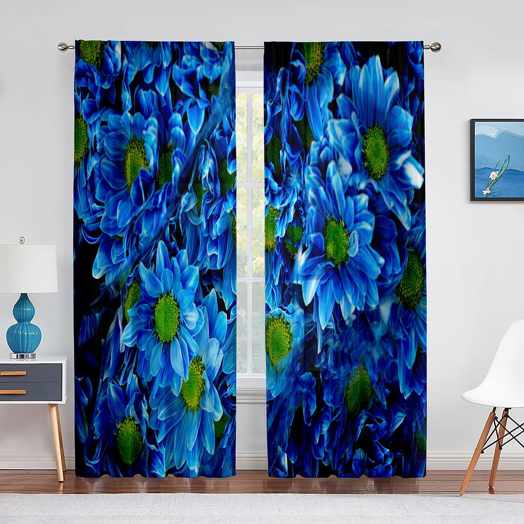 Weiße Blumen Kamille Chrysantheme Tüll Vorhänge für Schlafzimmer Wohnzimmer Küche Dekor Chiffon Sheer Voile Vorhang Fenster
