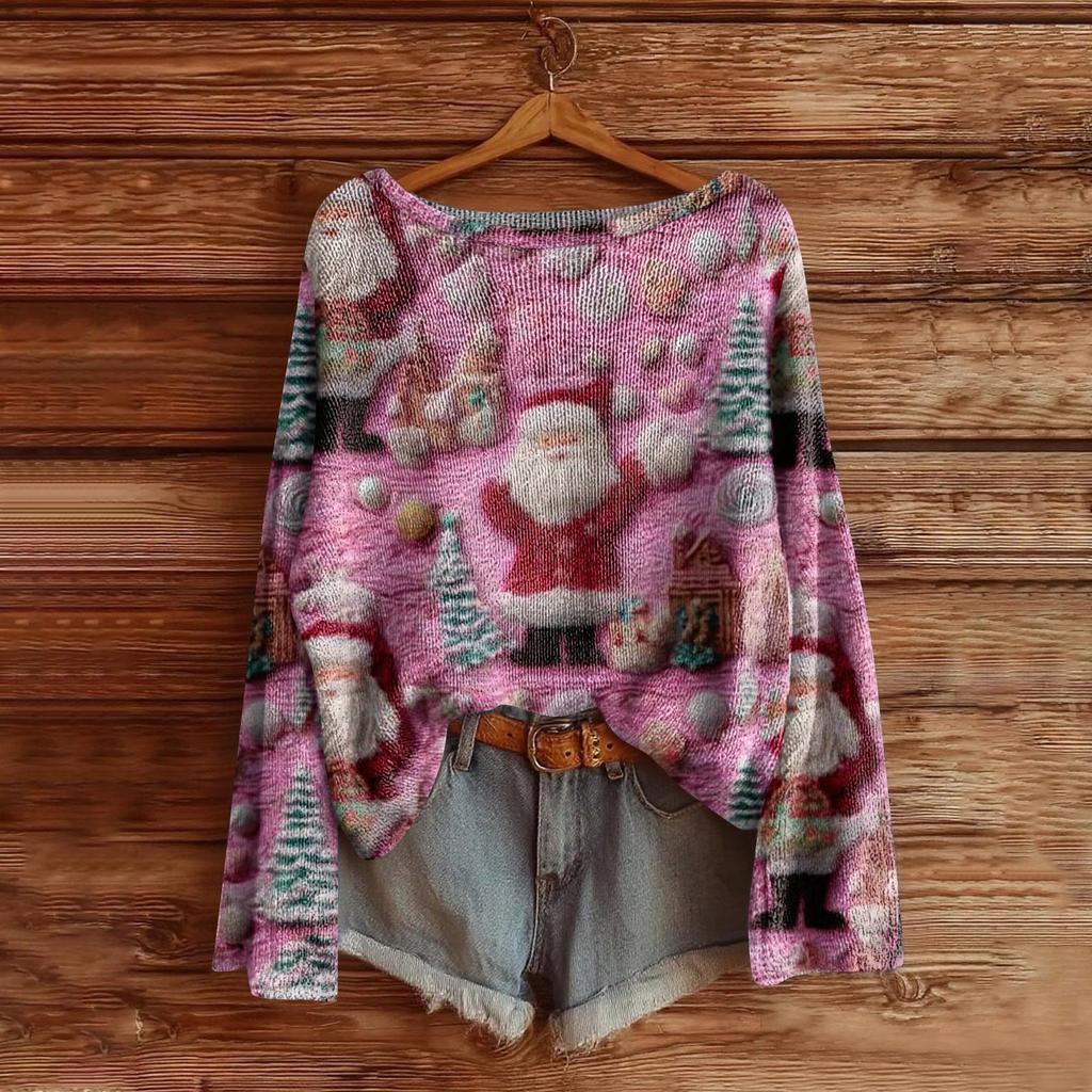 Women's Fashion Long Sleeve Christmas Snowman Snowflake Print Jacket Cardigan