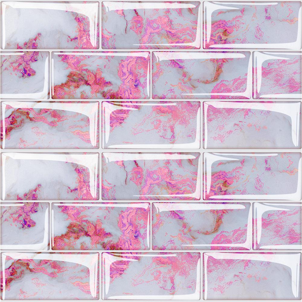 2026 Waterproof Wall Sticker Mosaic Pattern Ceramic Tile Sticker Kitchen Bathroom Sink Decoration Surface Gloss Film Self-adhesive Wall Sticker