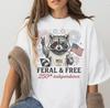America 250th Anniversary  Shirt,Feral But Free Patriotic Raccoon,USA 250th