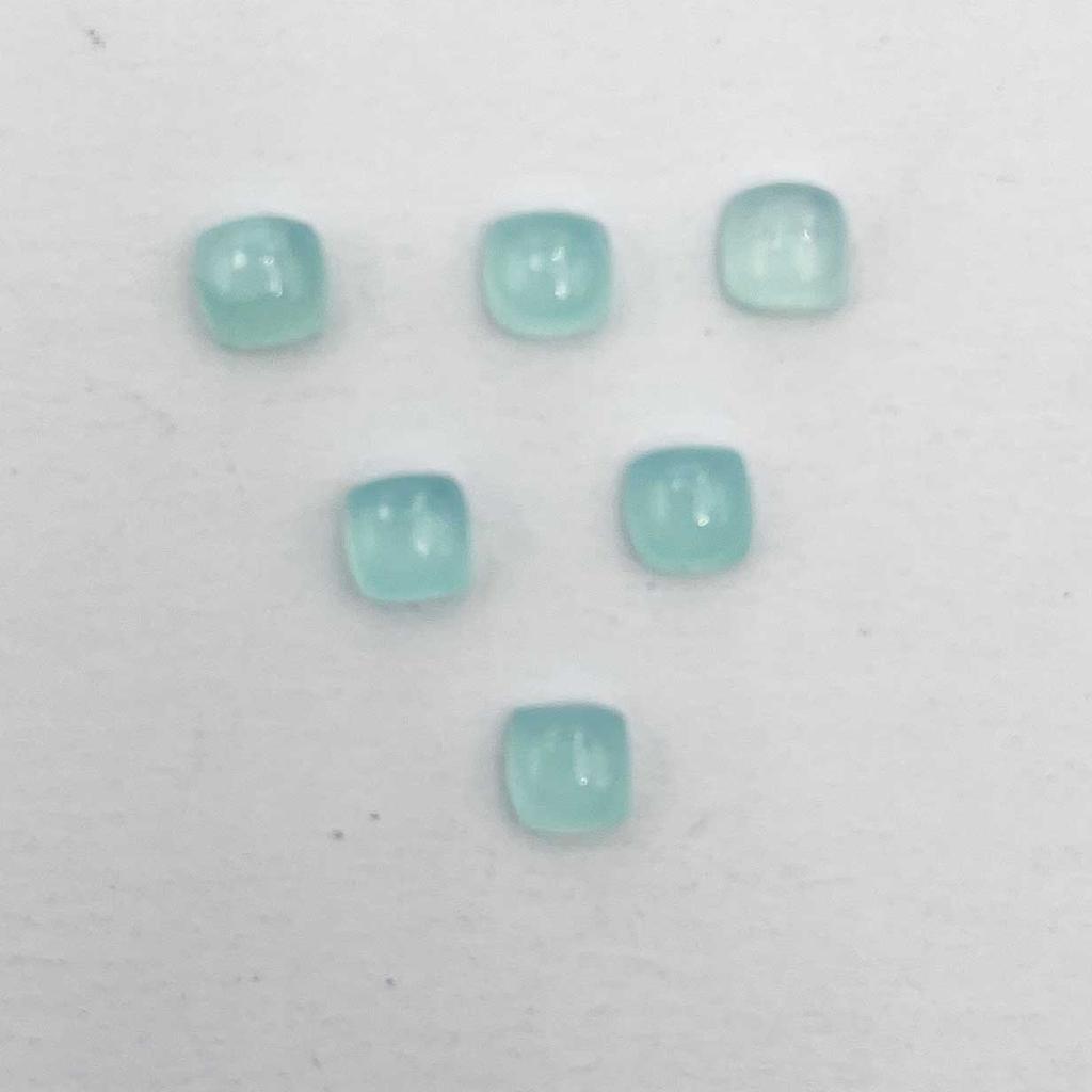 Natural Aqua Chalcedony Squre Cushion Cabochon Loose Gemstone Lot 49 Pcs 5 MM 36 CT For Jewelry Making