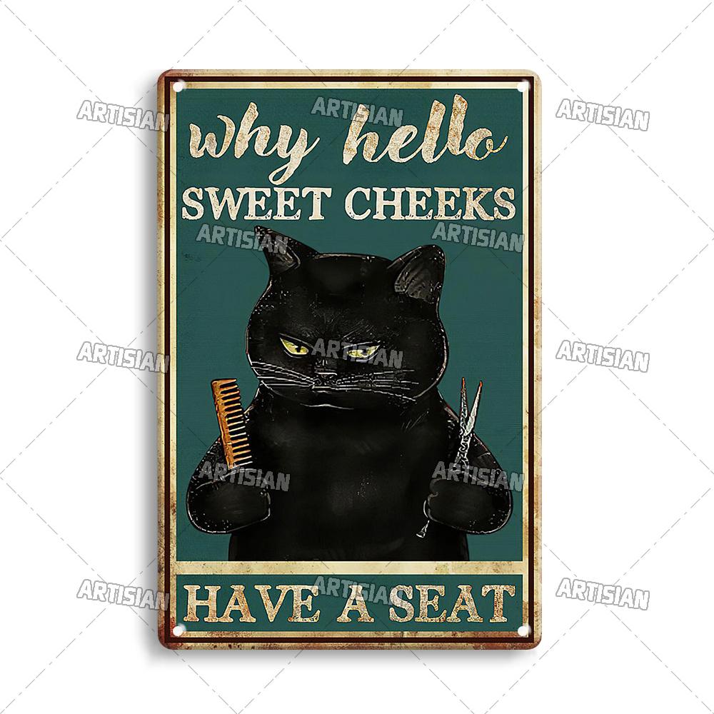 Mfoever  Artisian Funny Pet Retro Metal Sign Salem Sanctuary Cat Vintage Decorative Tin Plate Bar Pub Club Home Man Cave Wall Decor
