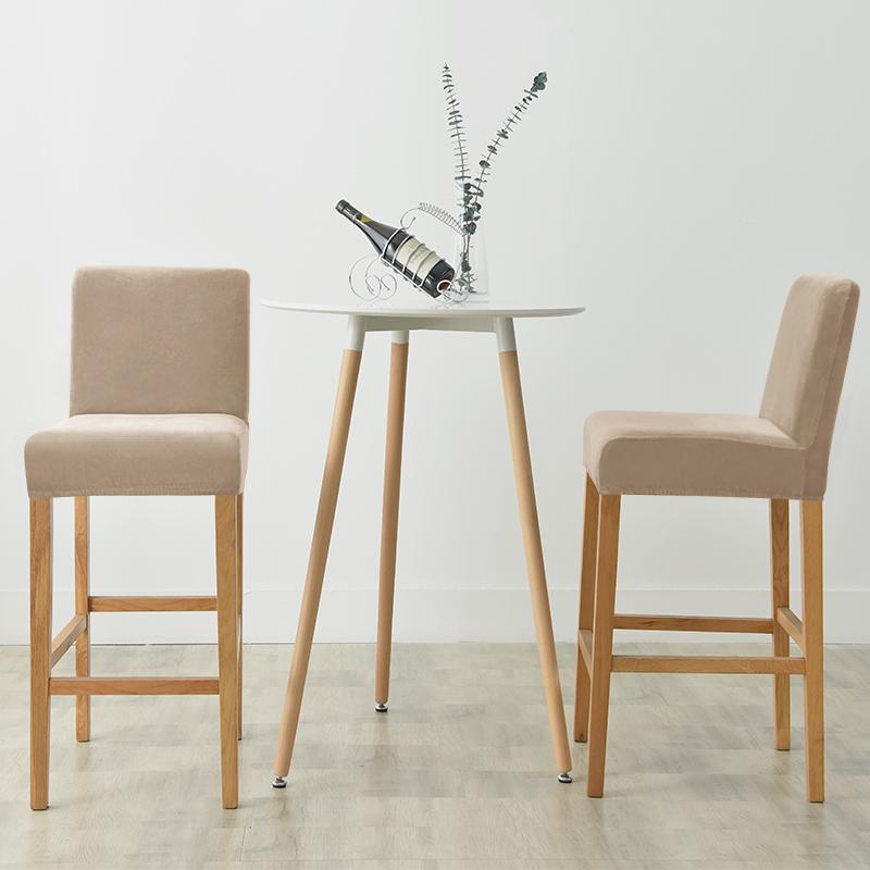 Samtstoff Barhocker Stuhlbezug Elastisches Lycra Stretch Kurzer Rücken Stuhlbezüge Für Essbereich Zimmer Café Zuhause Kleine Größe Option Sitzbezug