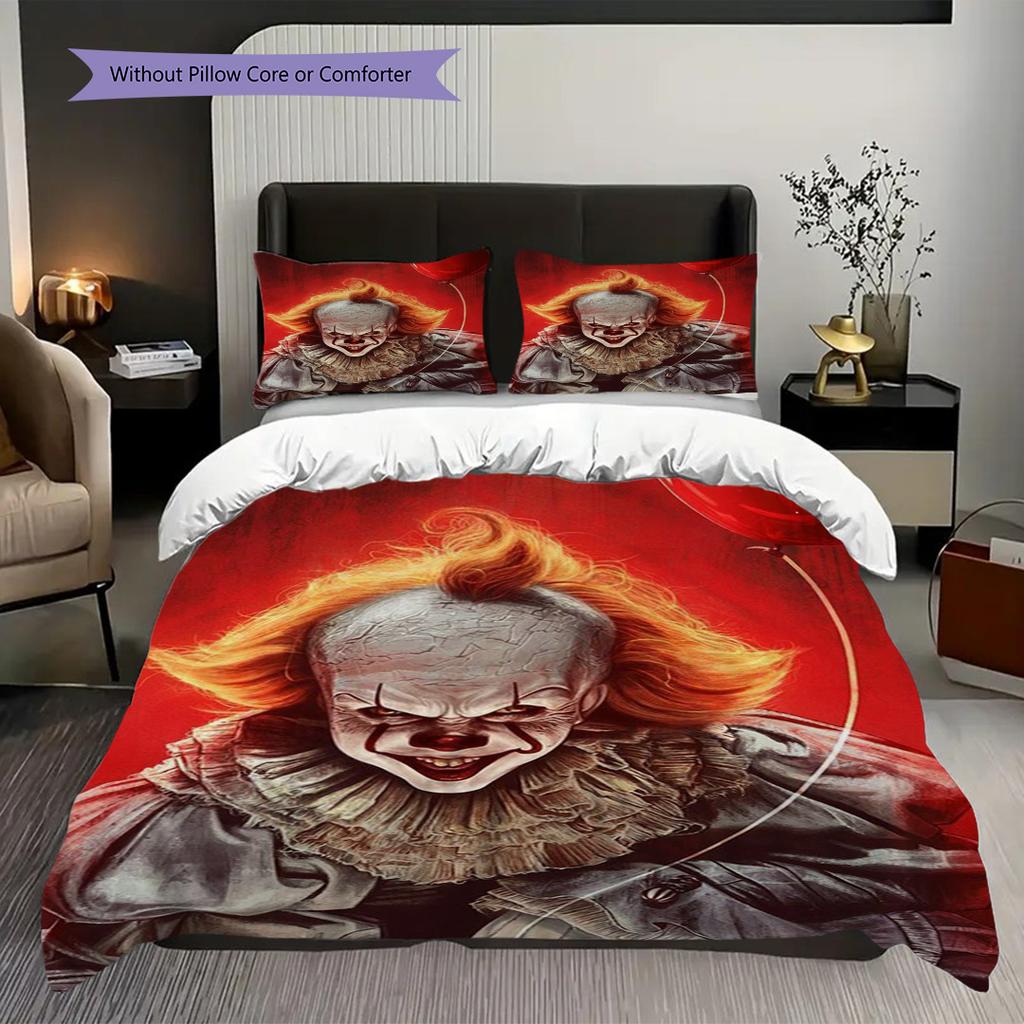 Clown Horror Set Unique Room Threepiece Set 1 Duvet Cover 2 Pillowcase Without Core Duvet Cover And Pillowcase Soft And Comfortable
