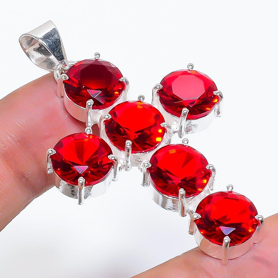 

Cross Mozambique Garnet Gemstone Handmade Ethnic Jewelry Pendant 2.09 VR-3328