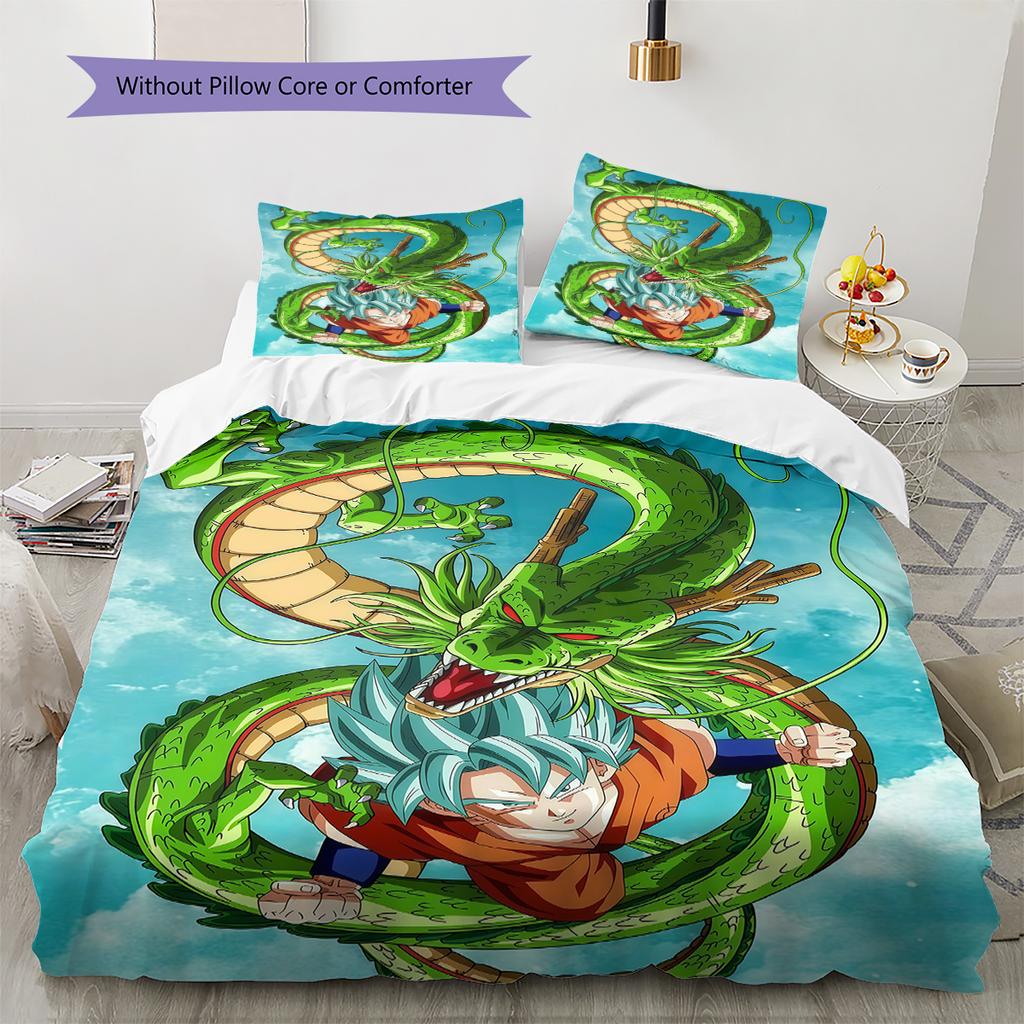 Shenron Pattern Bedding,Quilt Set Quilt Cover Pillowcase Home Birthday Gift (1 * duvet cover + 2 * pillowcase, without core)