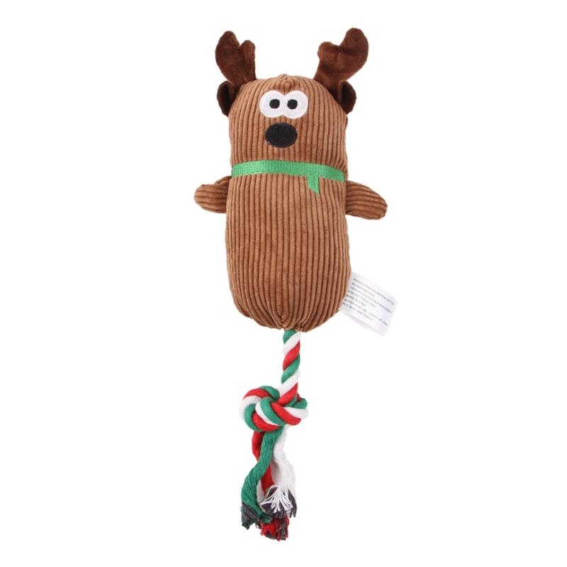 Squeaky Dog Toy For Large Dog Durable Stuffed Dog Toy Plush Dog Toy For Aggressive Chewers Cute Christmas Plush Chew Toy