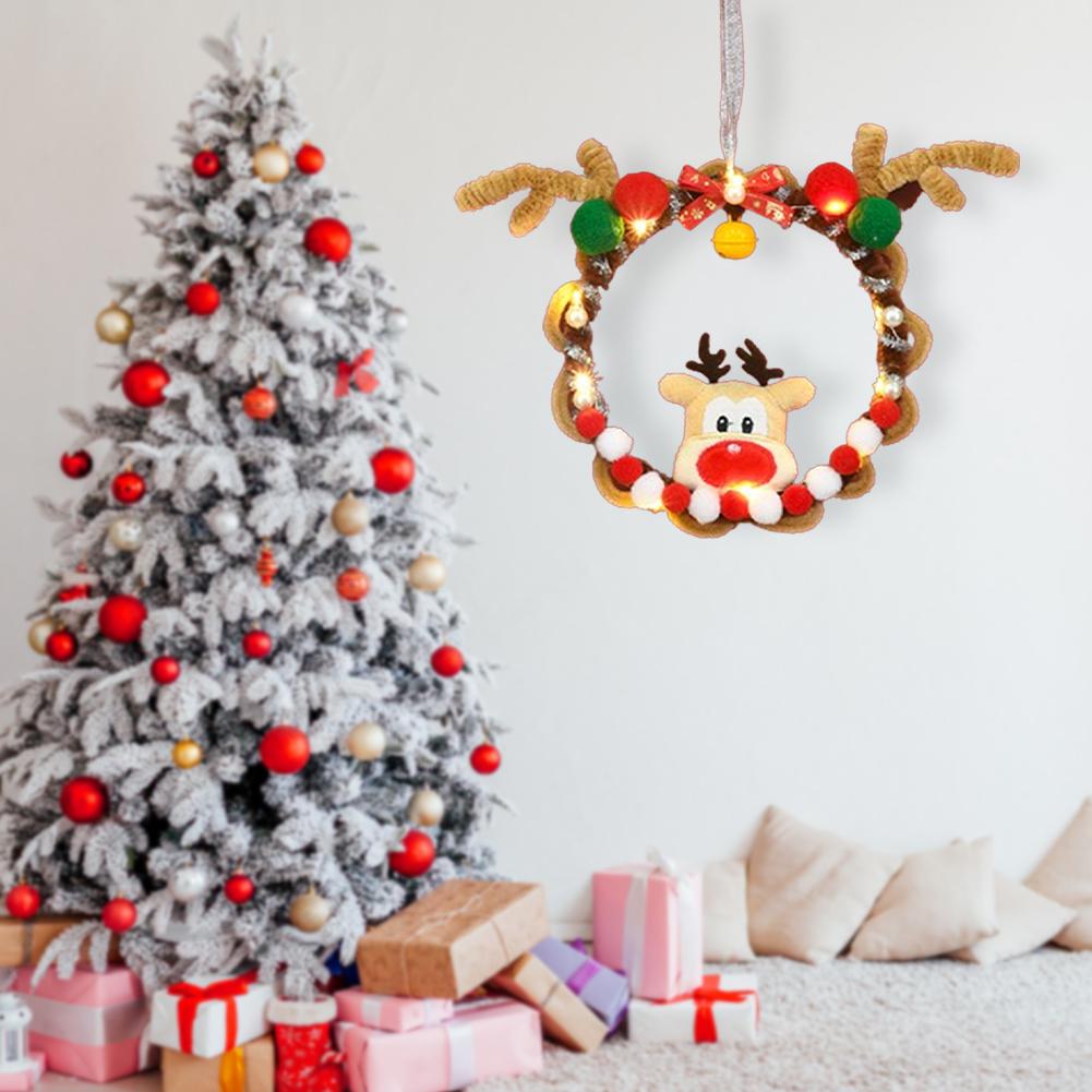 Snowman Twisting Sticks Wreath Material Pack Bell Pipe Cleaners Wreath with Light Chenille Stems Garland with Bow for Home Decor