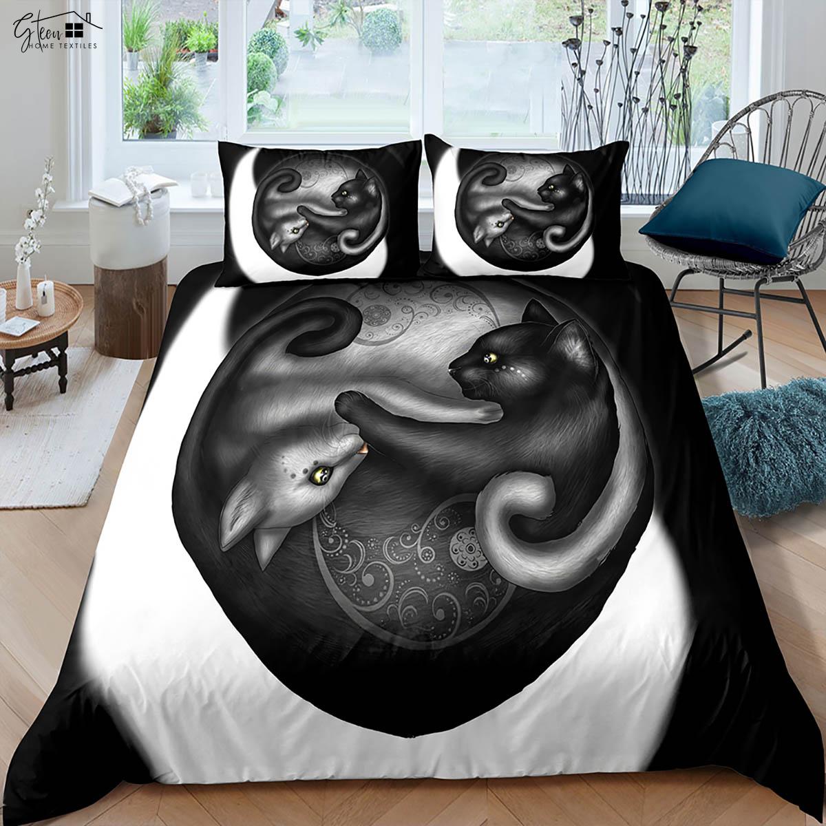 

Милый кот 3D напечатанный пододеяльник King Queen комплект постельного белья пододеяльник наволочка 100% полиэстер машинная стирка 3 шт EU 135x200cm 2PCS
