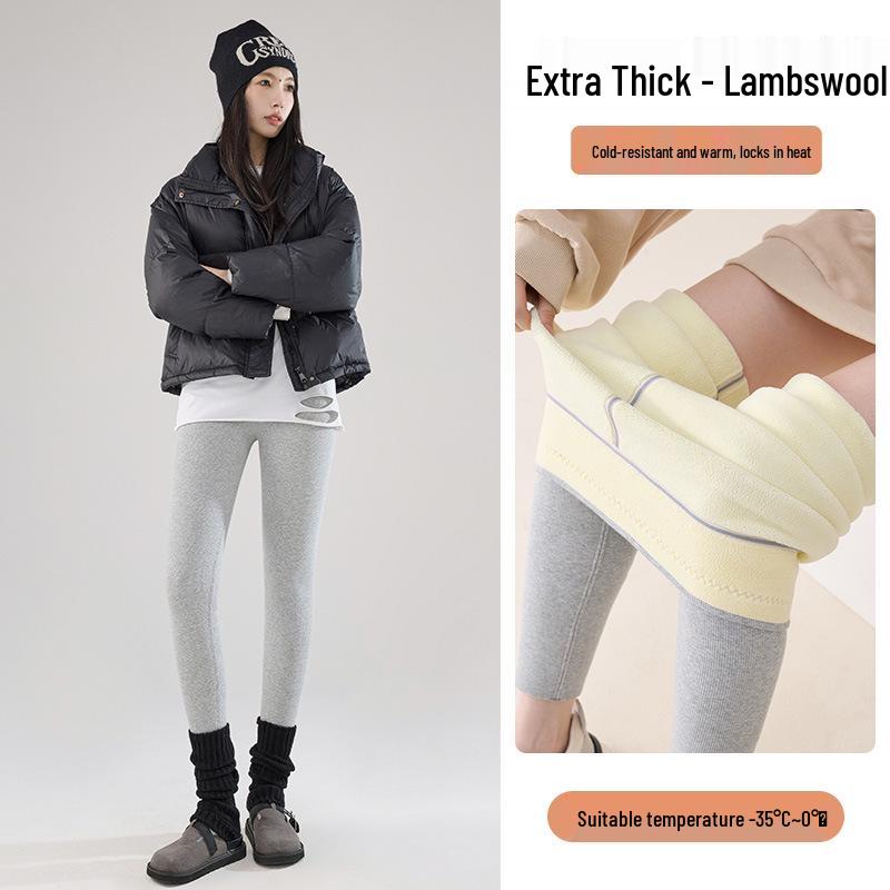 Northeast Women's High-Waisted Lambswool Leggings - Winter Warm, Plus Velvet, Thick, Versatile Cotton Pants