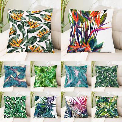 Capa de almofada com estampa de folhas verdes e plantas tropicais 45X45CM para decoração de sala de estar, sofá, quarto
