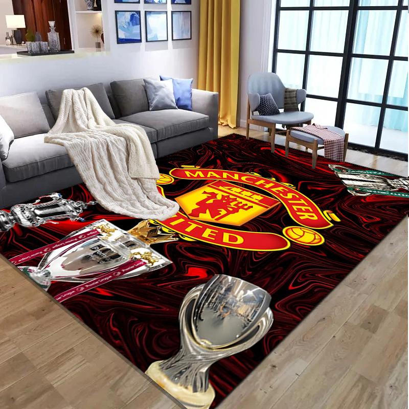 Football United F.C Pattern Rug, Indoor/Outdoor Mat, for Picnic, Gameroom, Bedroom, Office, Living Room, Home Decor Carpet, Birthday Gift
