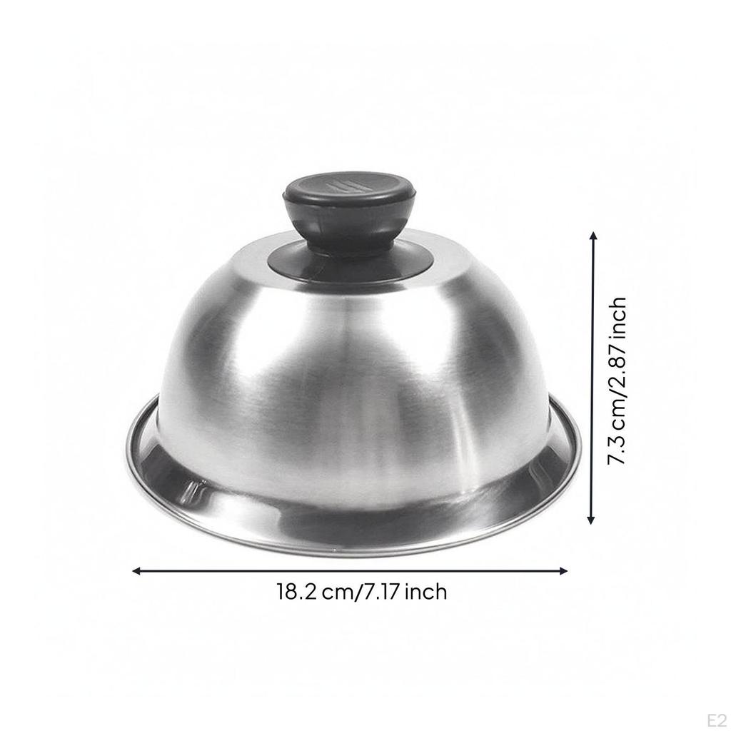 Stainless Dome Cover Domed Grill Wide Rim Basting 16CM Plastic Handle