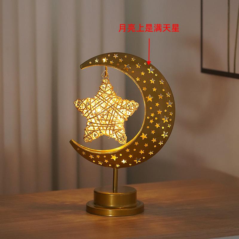 1Pc LED Desk Lamp with Hollowed Out Shape Moon Light Bedroom Decoration Small Night Light Atmosphere Light Arrangement