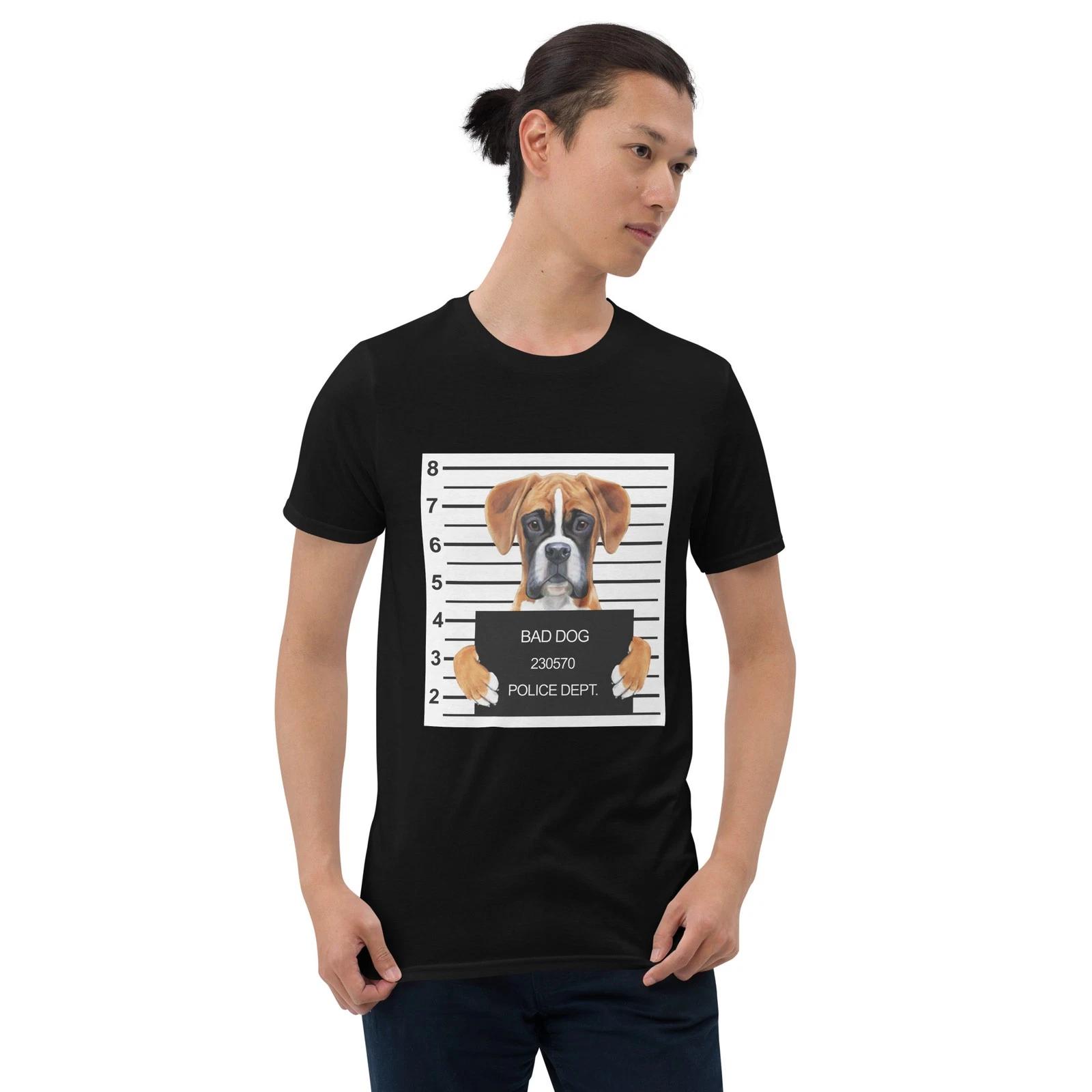Funny Beautiful Bad Dog Mugshot (Cute Boxer Dog) Short-Sleeve Unisex T-Shirt 2XL