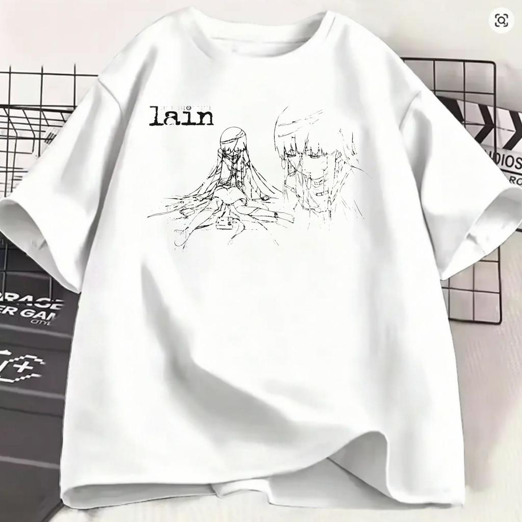 Serial Experiunisexts Lain Tshirt Summer 100 Cotton T Shirts For Unisexs Fashion Print Tshirt Short Sleeve Y2k Funny Tees