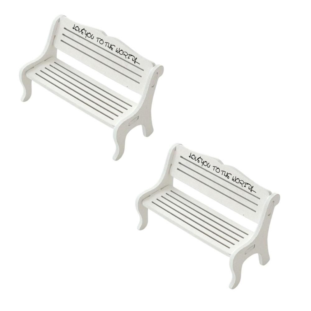 

2 шт. Реквизит для фона Кукольные стулья Миниатюры Мини-табурет Садовые украшения Маленькая скамейка Дом своими руками белый