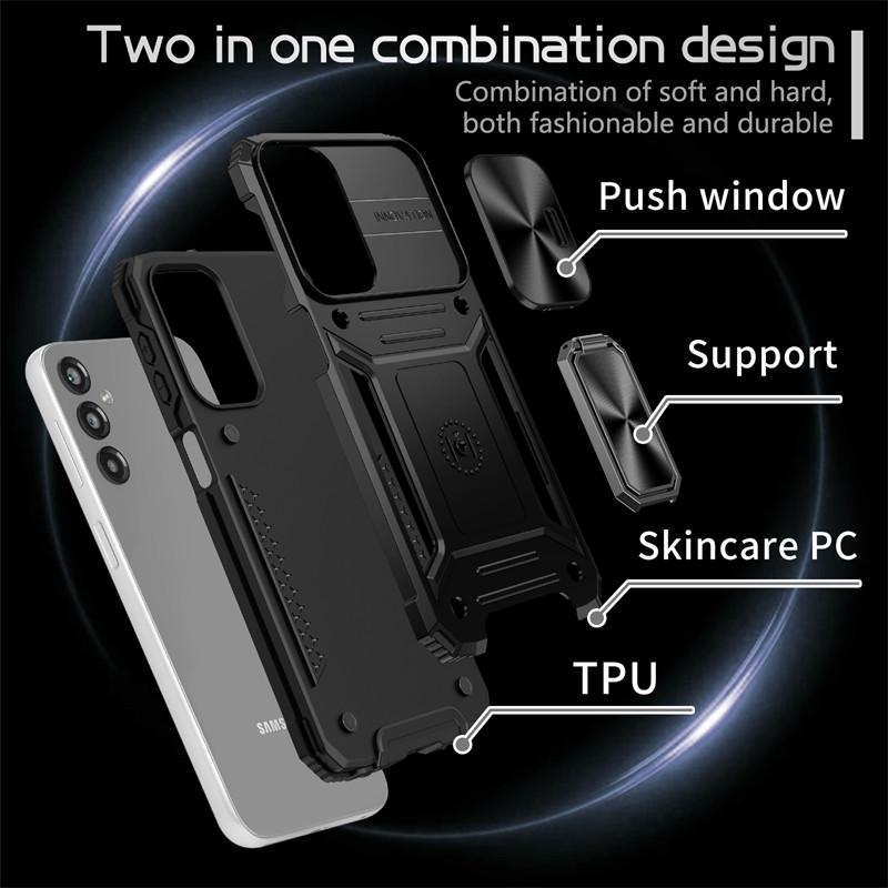 Pro pouzdro Samsung Galaxy A24 Samsung A14 A24 A34 A54 5G Kryt Posuvné pouzdro s ochranou fotoaparátu Pancéřovaný prsten Stojánek Zadní kryt telefonu