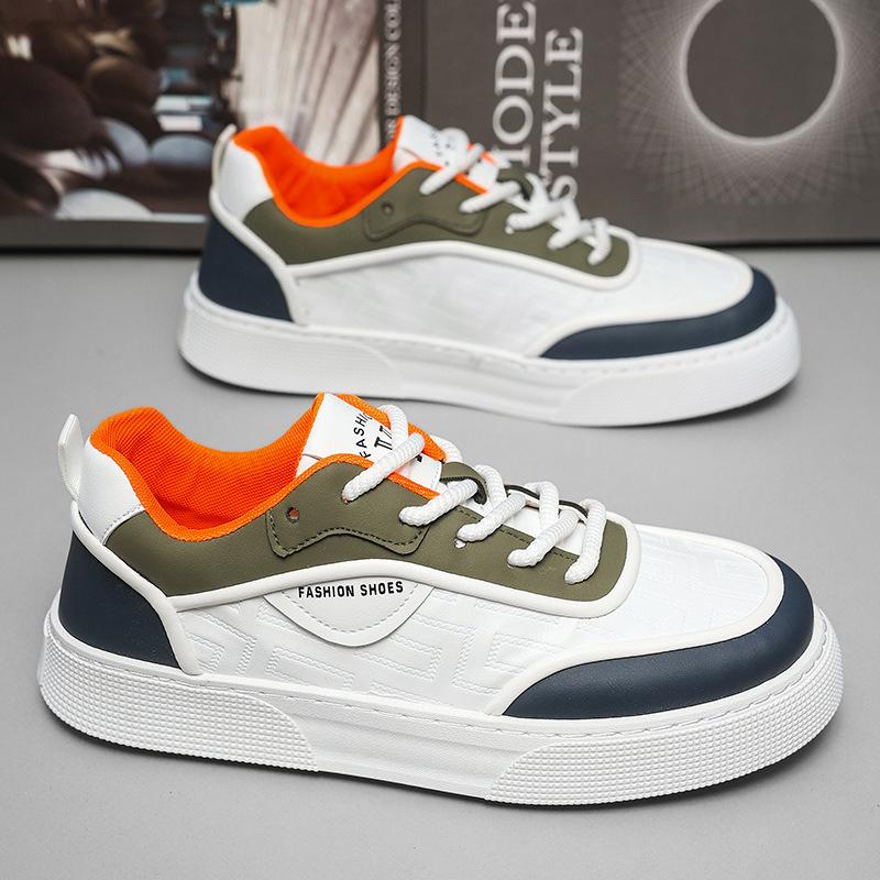 Pantofi de toamnă pentru bărbați 2024 noi pantofi albi mici la modă cu talpă joasă pantofi de bord la modă pentru bărbați pantofi sport respirabili și confortabili la modă stil Hong Kong