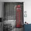 Brittisk telefonkiosk i London Storbritannien Tyll Skira gardiner för vardagsrum köksdekoration Voile Organza-gardiner