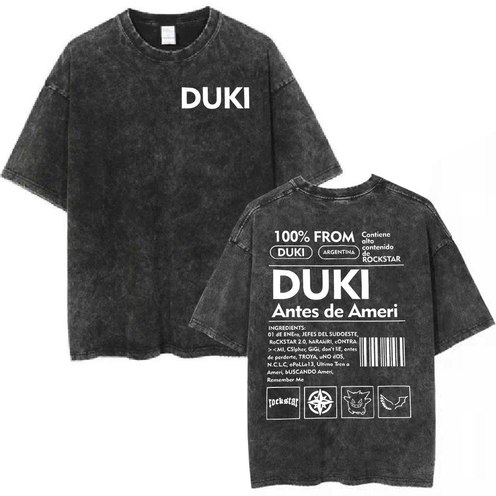 Rapper Duki ADA Tour Vintage Washed Tshirt Men Women Clothing Hip Hop Oversized Tshirts Cotton Cozy Short Sleeve T Shirts