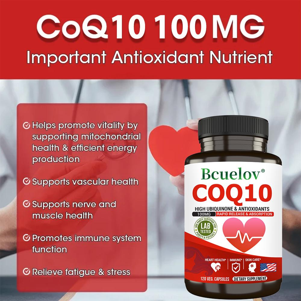 Coenzyme Q10 Ubiquinone 100mg Vegetarian Capsules with Black Pepper Extract, 120 Capsules