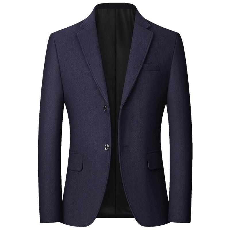 New Men's Wool Blend Business Casual Suit Jacket for Autumn and Spring - Iron-Free, Perfect for Middle-Aged Dads