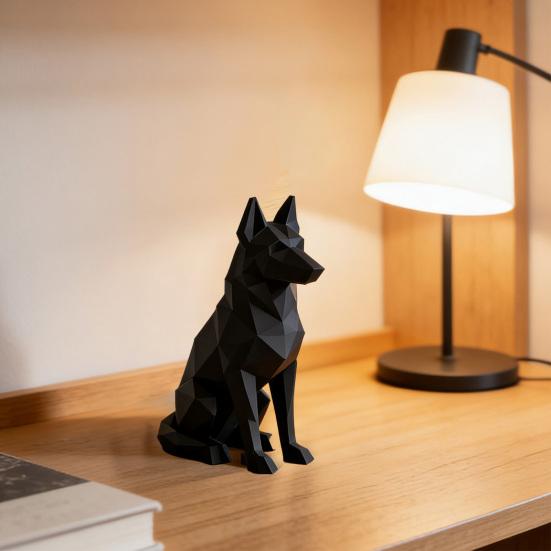 Xiaobudian 3D Printed Geometric Shepherd Dog Ornament, Minimalist Sculpture for Nordic Light Luxury Home Decor, Entry Desk TV Cabinet Accent Gift