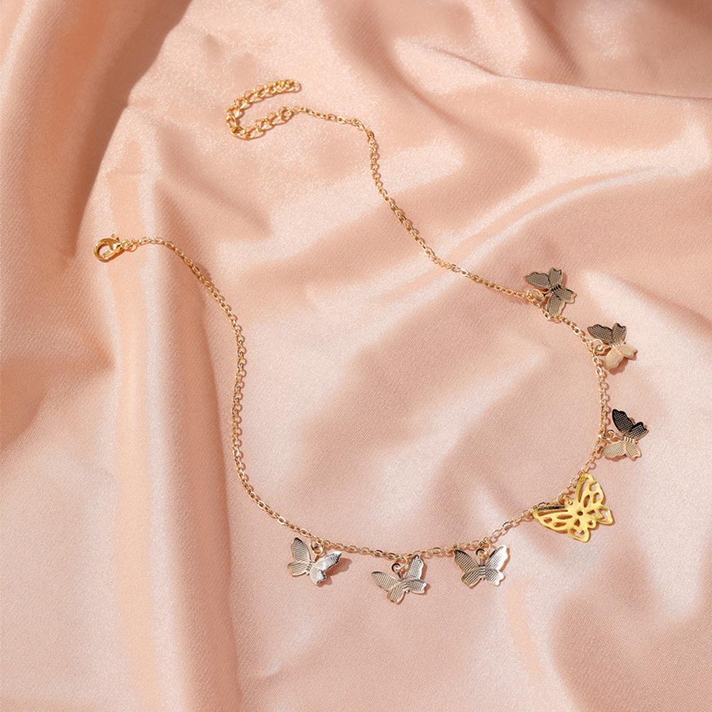 Women's Simple Personality Hollow Butterfly Necklace Fashion Multi-Layer Pendant Clavicle Chain