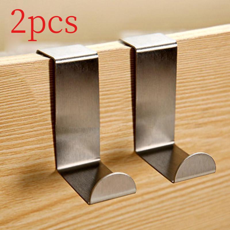

2 шт. Дверний гачок з нержавіючої сталі Кухонна шафа Вішалка для сумки для одягу Гачок Затискачі Домашня вішалка для зберігання 2pcs