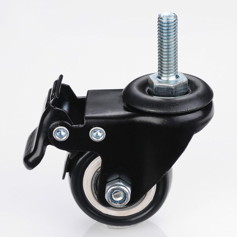 4pcs Heavy Duty Furniture Caster Wheels 180kg Load 1.5 Inch M8 Screw 40mm Chair Sofa Swivel Castors with Trolley Brake Rubber