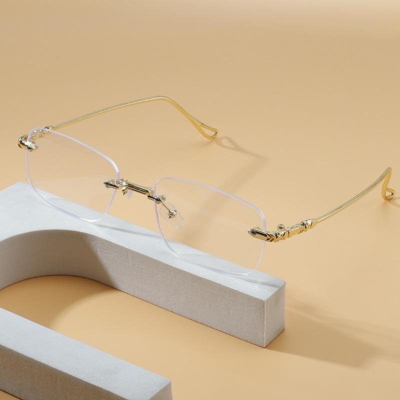 Elegant Rimless Square Frameless Glasses for Women - Chic Vintage Style Clear Lens
