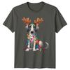 Christmas Dog Reindeer Antlers Lights Animals Holiday Unisex Unisex Graphic Tee