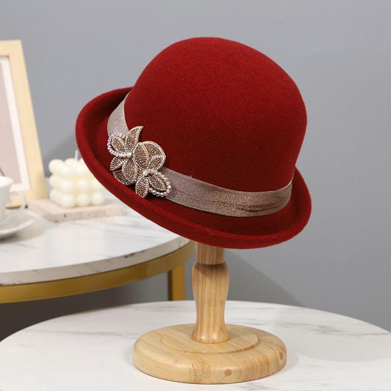 Hut Damen Herbst- und Wintermode Beckenhut Gestrickter Wollzylinder Mittelalterliche und ältere warme Bucket Hat