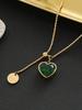 Stainless Steel Emerald Diamond Heart Shape Titanium Steel Adjustable Necklace For Women,  Suitable For Daily Wear And Gifts