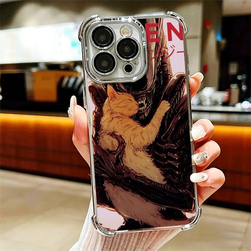 

Cool A-Alien X-Xenomorph Plating Phone Case For Iphone 16 17 Pro Max Air 16E 14 15 Plus 12 13 Mini Anti-Fall Airabag Cover iPhone 15 Pro Max