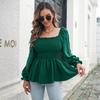 Fashion Blouses for Women Puff Long Sleeve Shirts Square Neck Cute Casual Smocked Tunic Tops