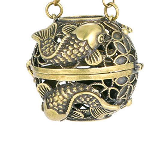 Räuchergefäß, dekorativ, reines Messing, künstlerisch, exquisit, reduziert Angst, Retro, ausgehöhlter Aromatherapie-Ofen, Auto-Anhänger für Zuhause