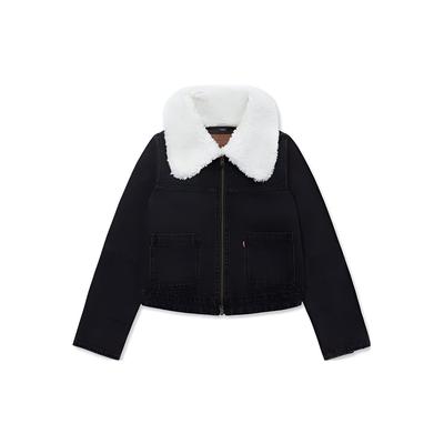 Levis Color Block Reißverschlusskragen Denimjacke Damenjacken Dunkel A3487-0003