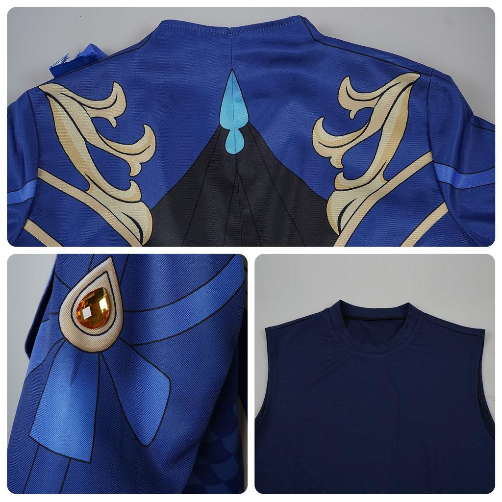 Παιχνίδι Genshin Impact Focalors Cosplay Καπέλο Περούκα Μαλλιά Πλήρες Σετ Αποκριάτικο Γυναικείο Φόρεμα Ομοιόμορφη Στολή Στολή Ρόλος Παίξτε Masquerade Water God