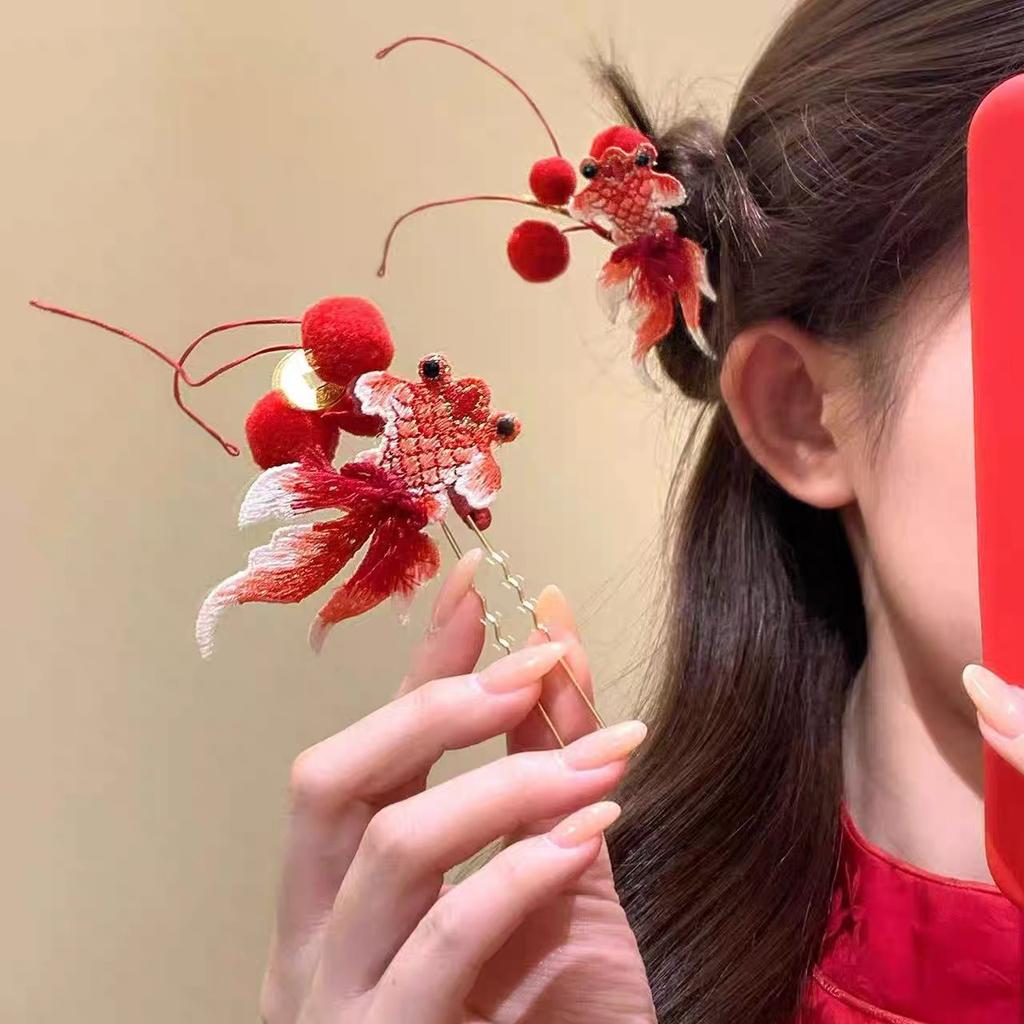 Chinese Style Goldfish Pendant Vintage Hair Sticks Ancient Style Hairpin Hair Fork Headwear Hanfu Headwear Chopstick Headdress