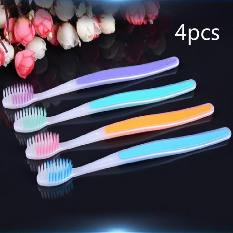Set di spazzolini morbidi con manico da 4 pezzi. Spazzolino da denti sano con spazzola morbida e pulita per adulti