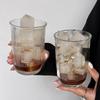 OLOEYins Striped Glass Coffee Cups, 400ml (Set of 3)