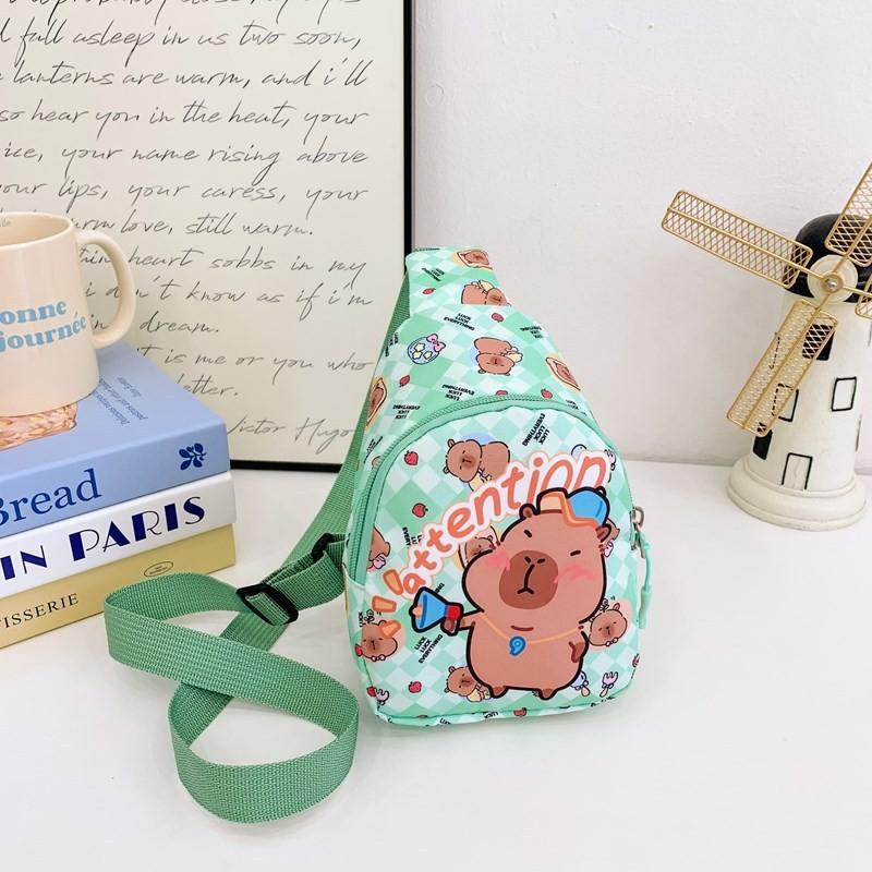 Cartoon Cute Capybara Printed Children Shoulder Bag Chest Pack For Use Outdoor
