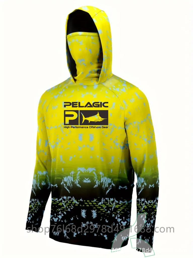Pelagic Long Sleeve Fishing Suit Ice Silk Face Towel Hoodie Quick Drying Breathable Sunscreen Thin T-Shirt UPF50 +