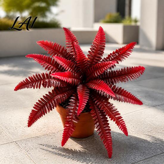 Mixed Match Floral Displays Artificial Fall Fern Plants 18 Heads Autumn Orange Fake Persian Vibrant Flower Arrangements Greenery Bushes Faux Leaves