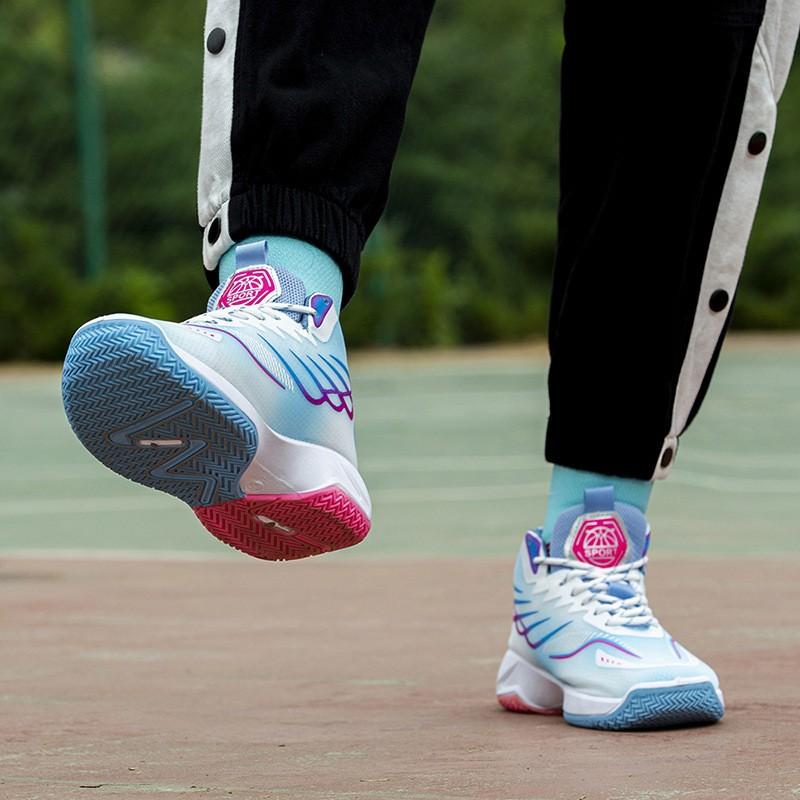 Męskie buty lodowy jedwab siateczka oddychające lekkie buty koszykarskie młodzieżowe z wysoką cholewką buty do biegania z miękką podeszwą buty sportowe casualowe