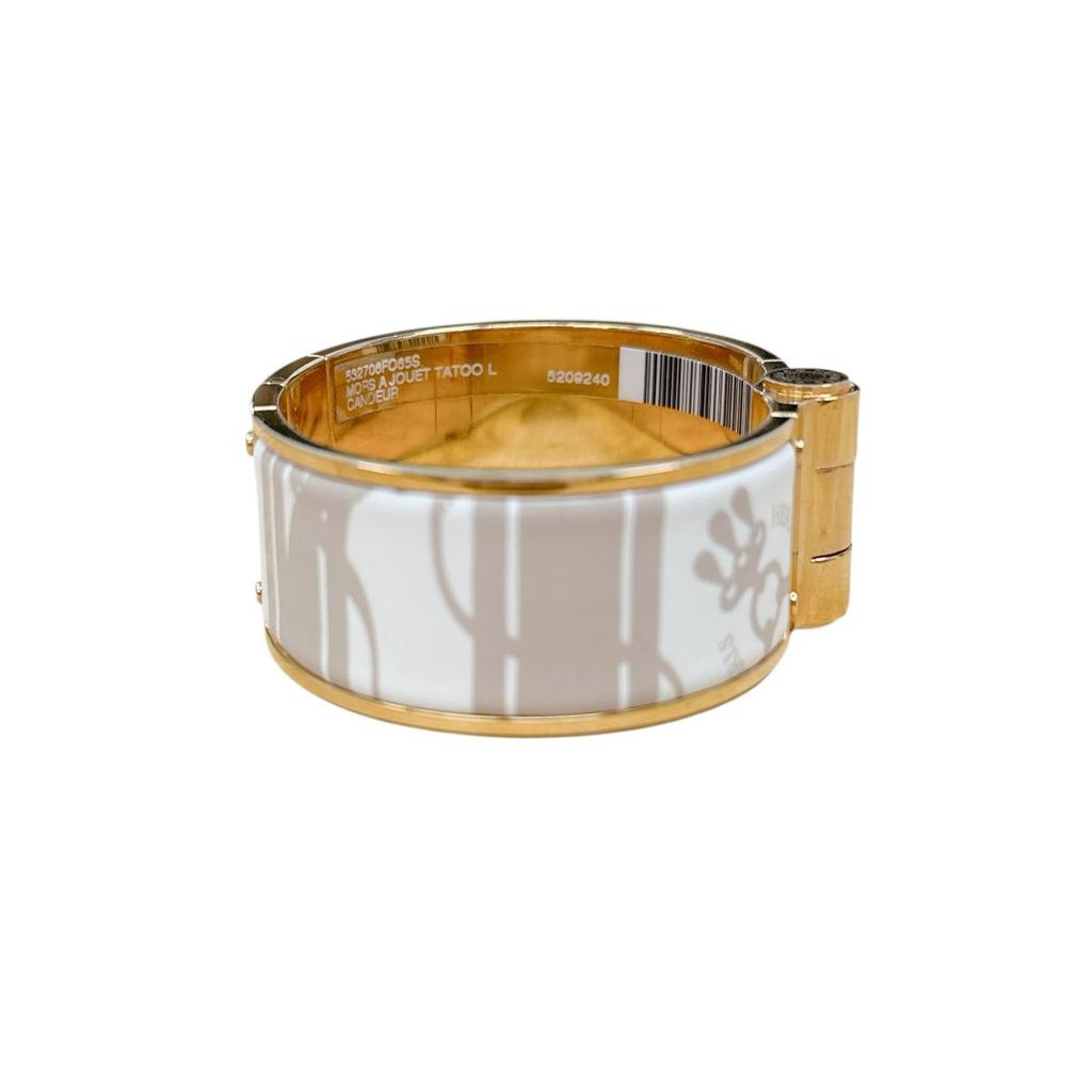 HERMES Charnière Bangle Bangle Gold Plated White x Beige x Gold Women Used